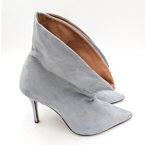 Beautiisoles by Robyn Shreiber Alicia Suede Heel Boots Blue Size US6.5 EU37 - Picture 4 of 16